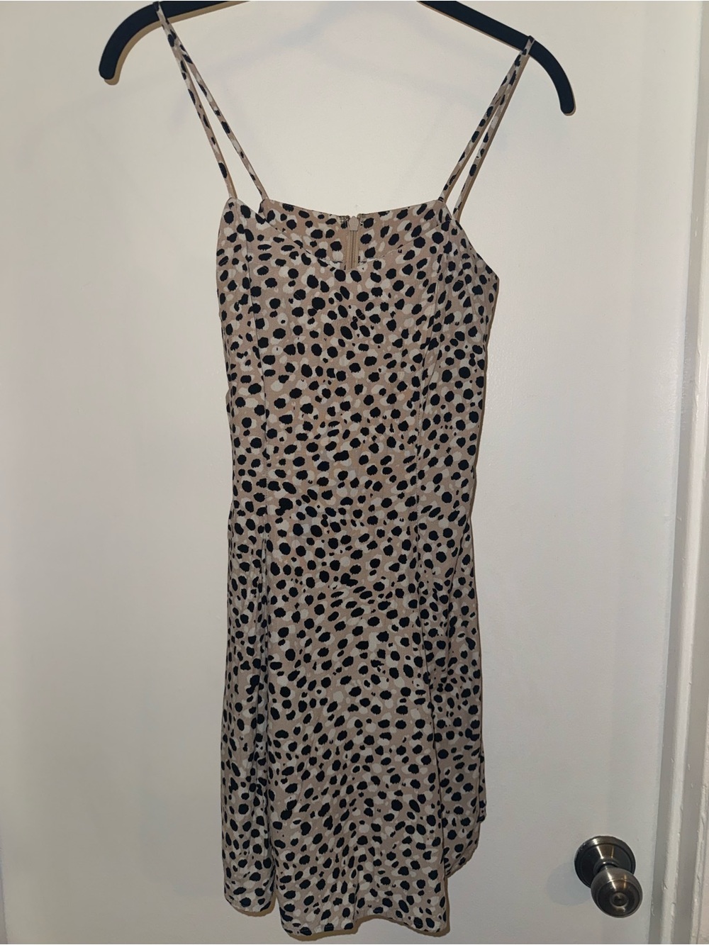 & Other Stories Stockholm Atelier Spotted Slip Midi Dress Size 2 Beige Black